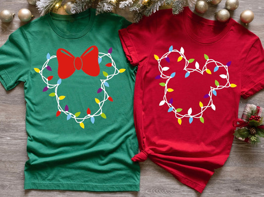 Mouse Christmas Lights Shirt for Adults and Kids