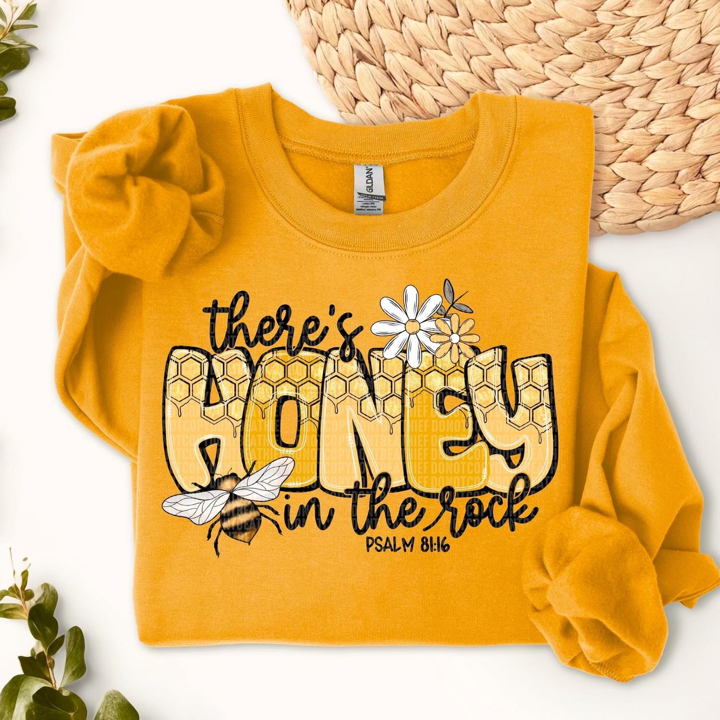 There’s honey In the Rock | Christian Crewneck Sweatshirt for Women