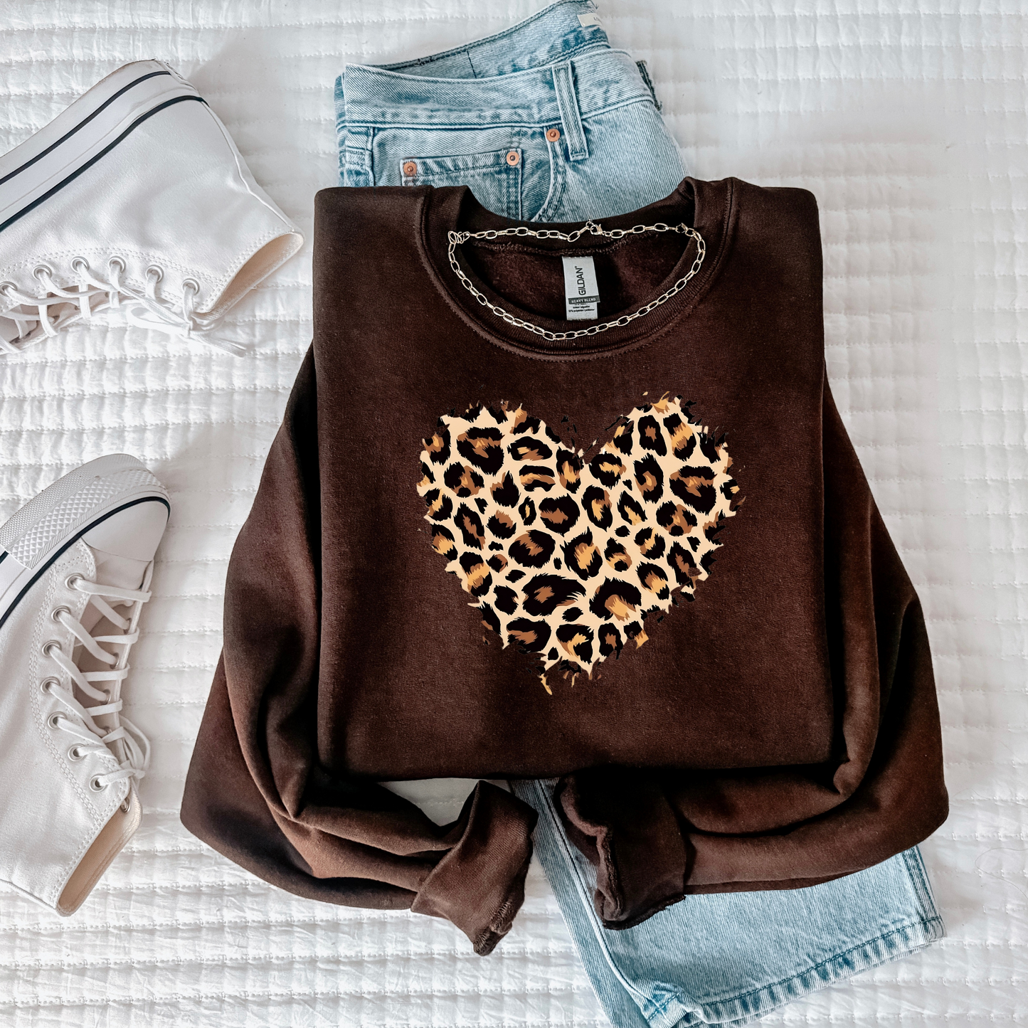 Valentine Leopard Heart Sweatshirt