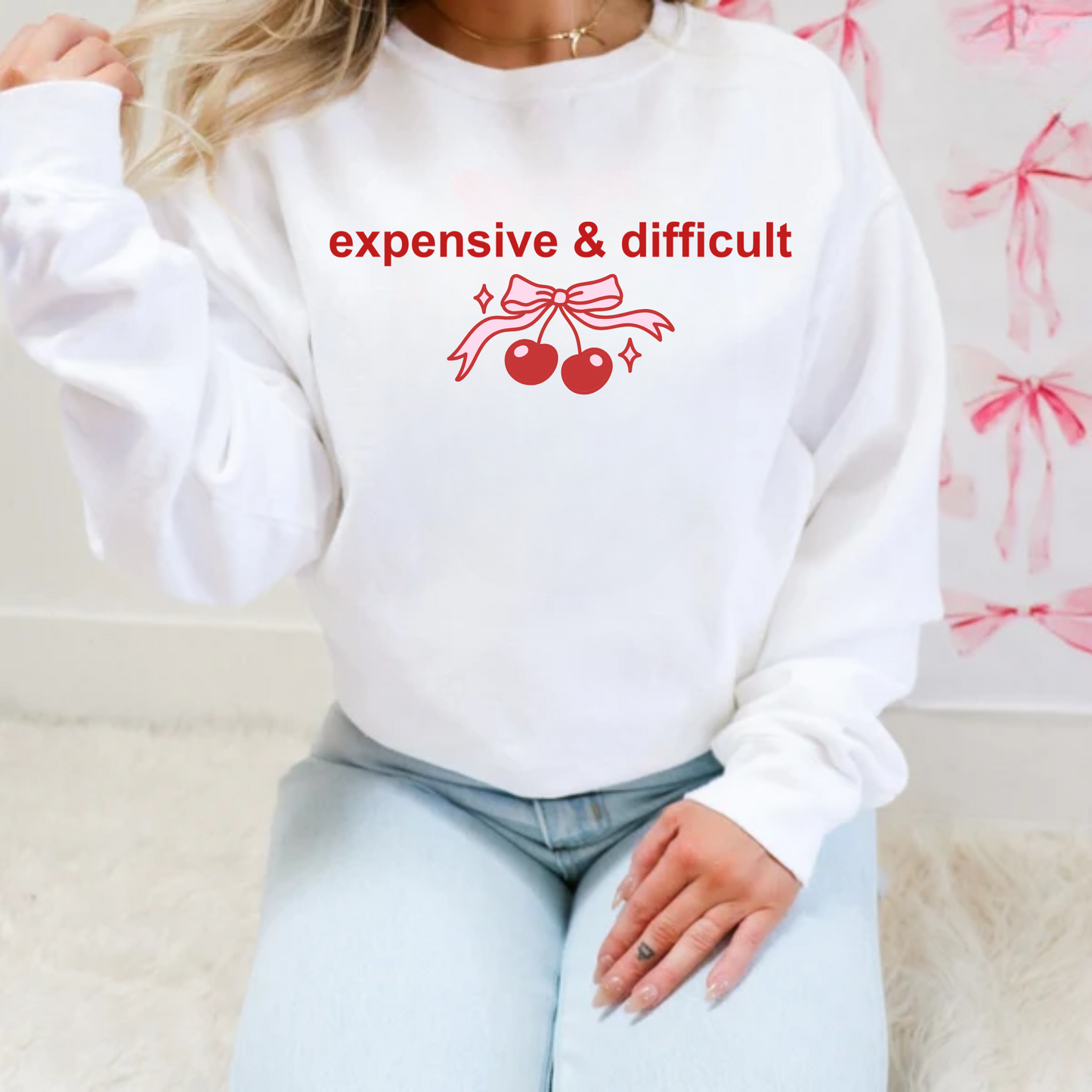 Expensive and Difficult Cherry Coquette Crewneck