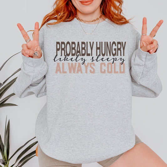 Probably Hungry, Likely Sleepy, Always Cold Sweatshirt