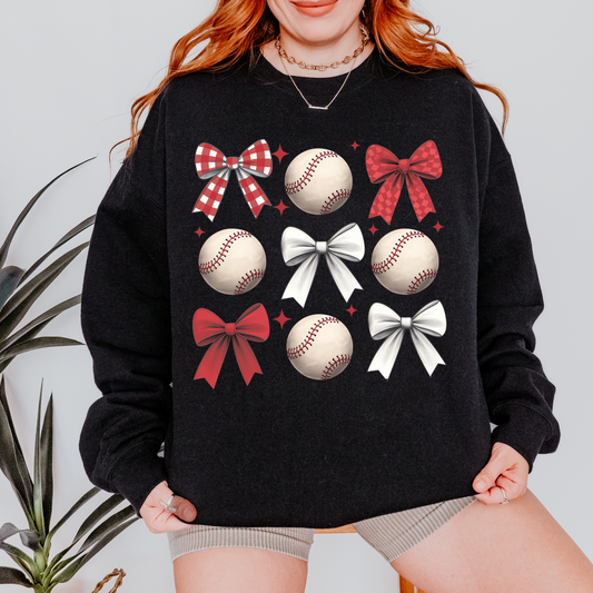 Baseball Bow Crewneck Sweatshirt