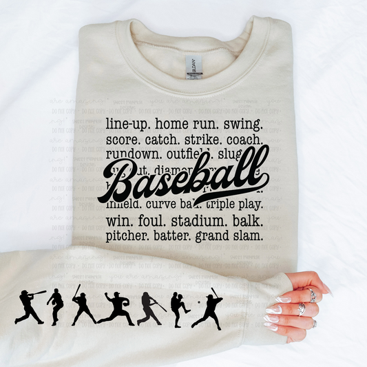 Baseball Crewneck Sweatshirt with Sleeve Design