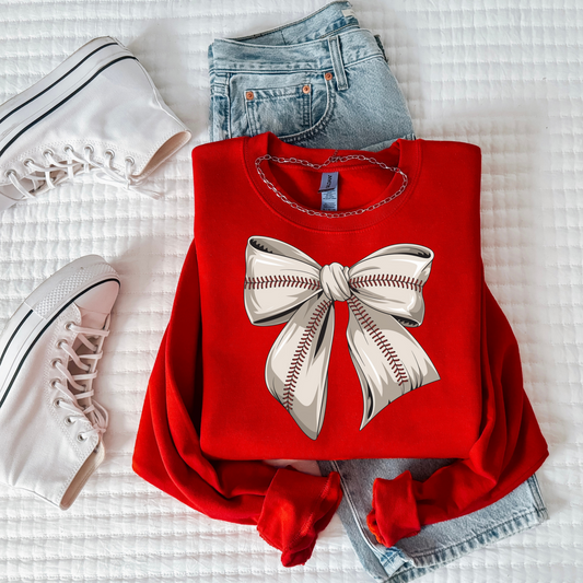 Baseball Bow Crewneck Sweatshirt