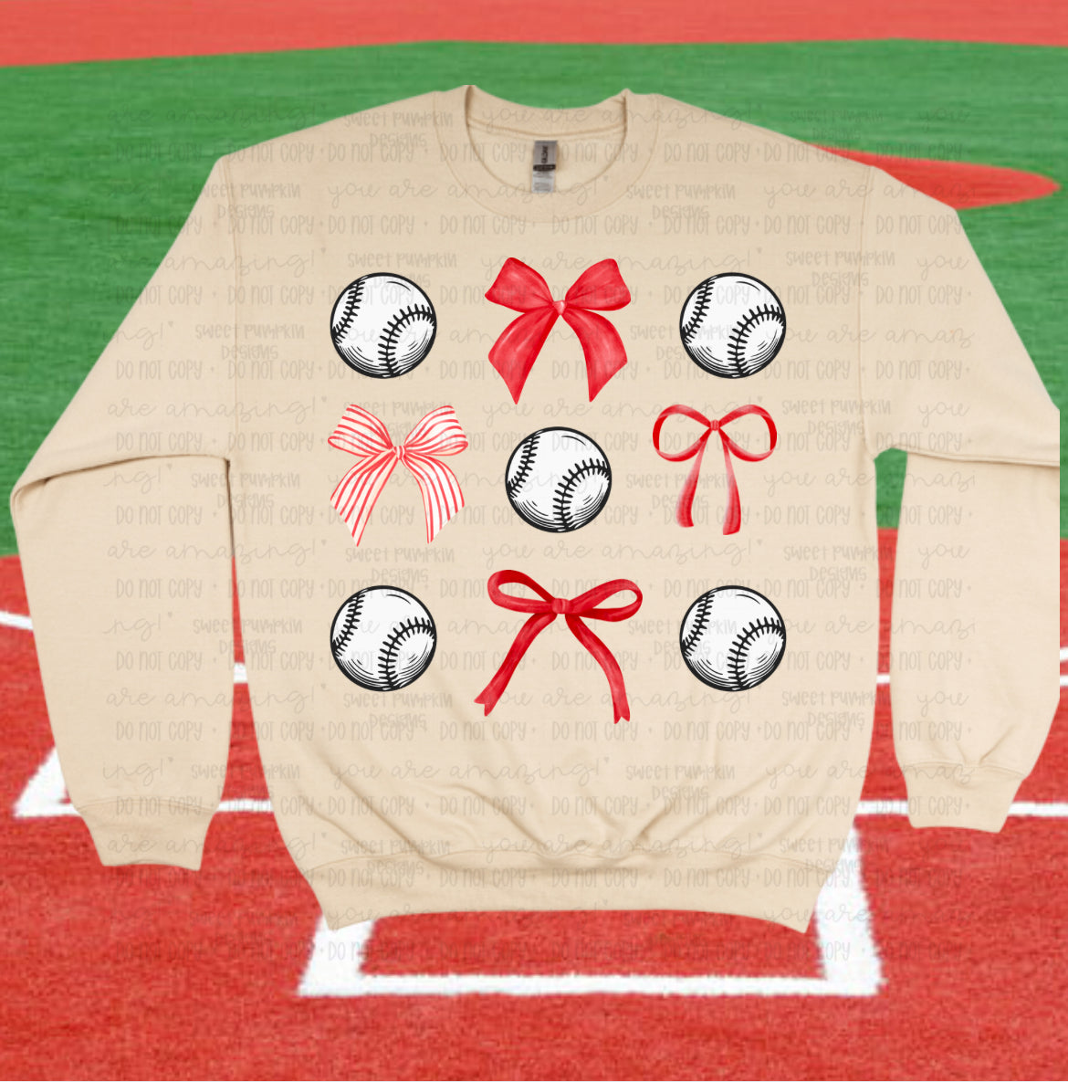 Baseball Bow Crewneck Sweatshirt