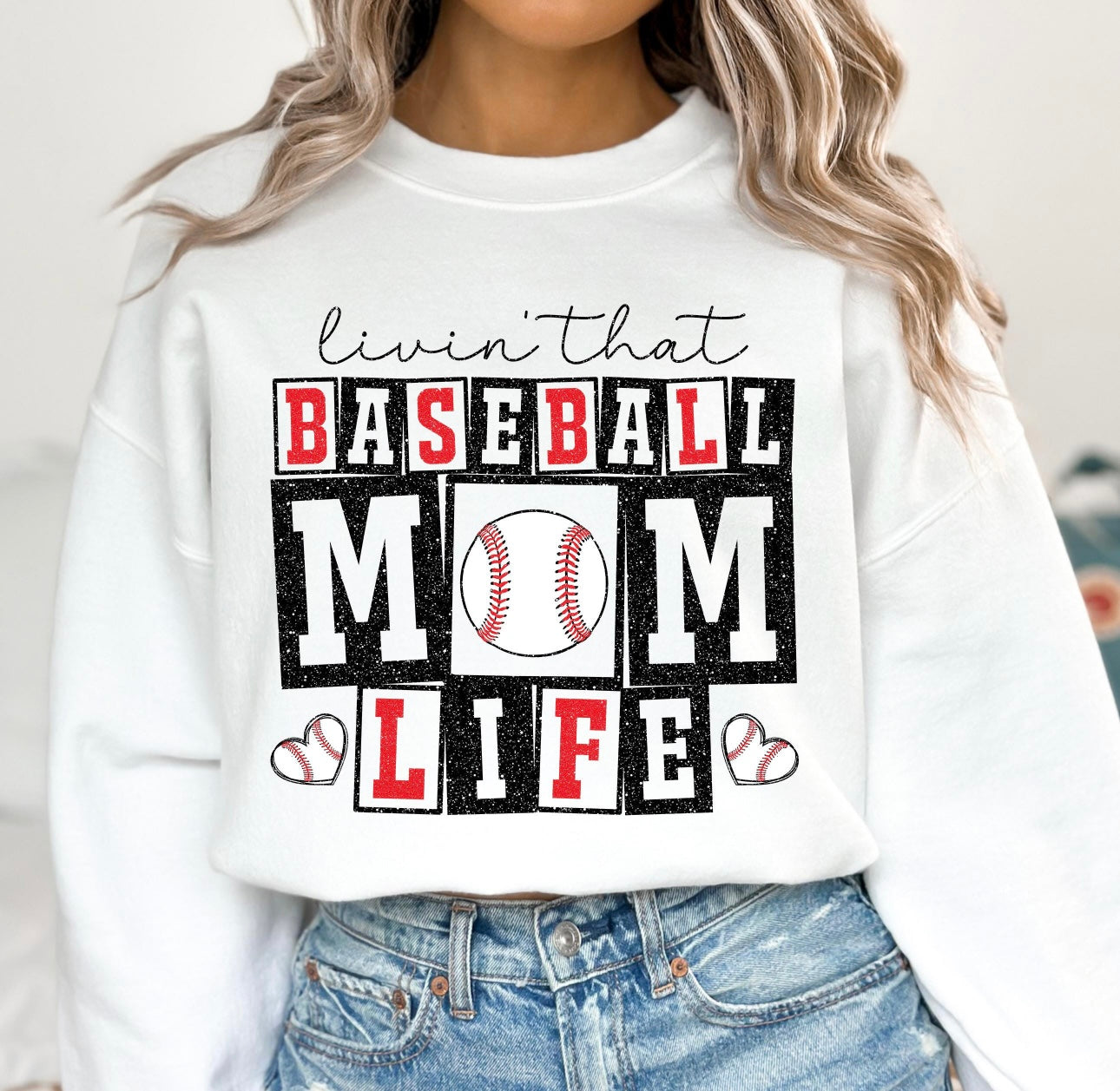 Baseball Mom Life Crewneck Sweatshirt