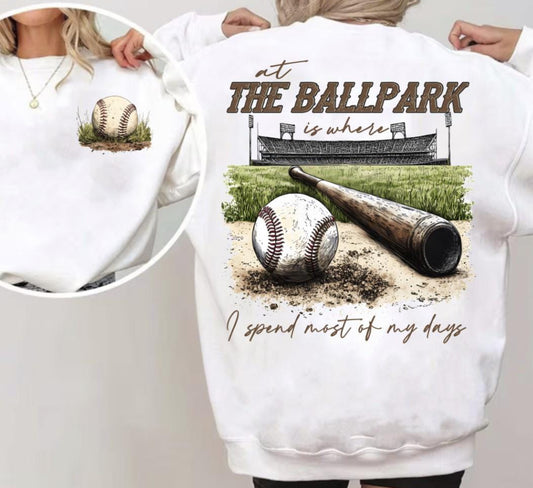 At The Ballfield | Baseball Crewneck Sweatshirt