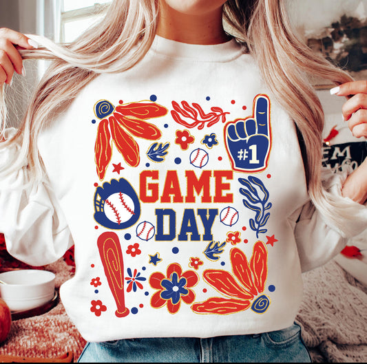 Boho Baseball Game Day Crewneck Sweatshirt