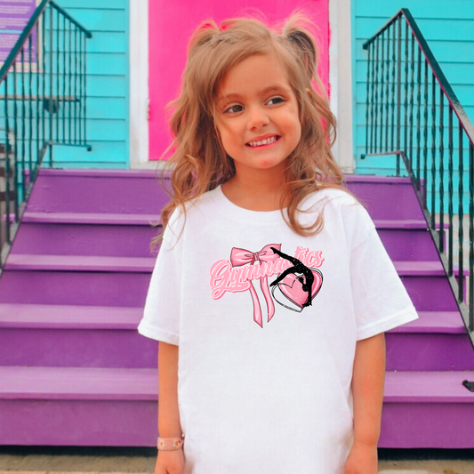 Gymnastics Pink Bow Shirt | Gymnastics Shirt for Girls