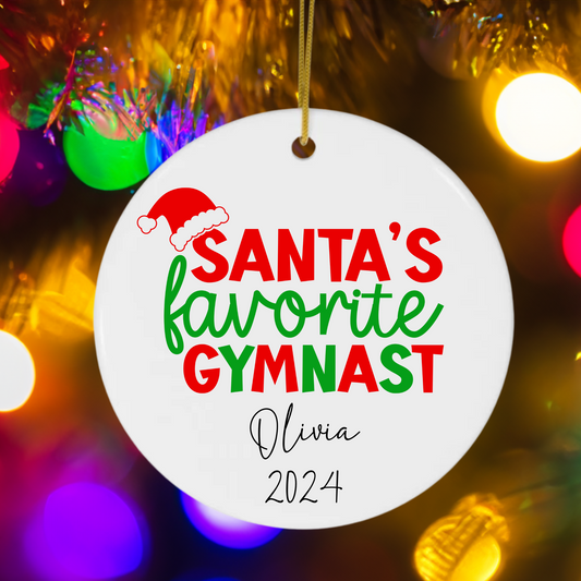 Santa's Favorite Gymnast Ceramic Christmas Ornament