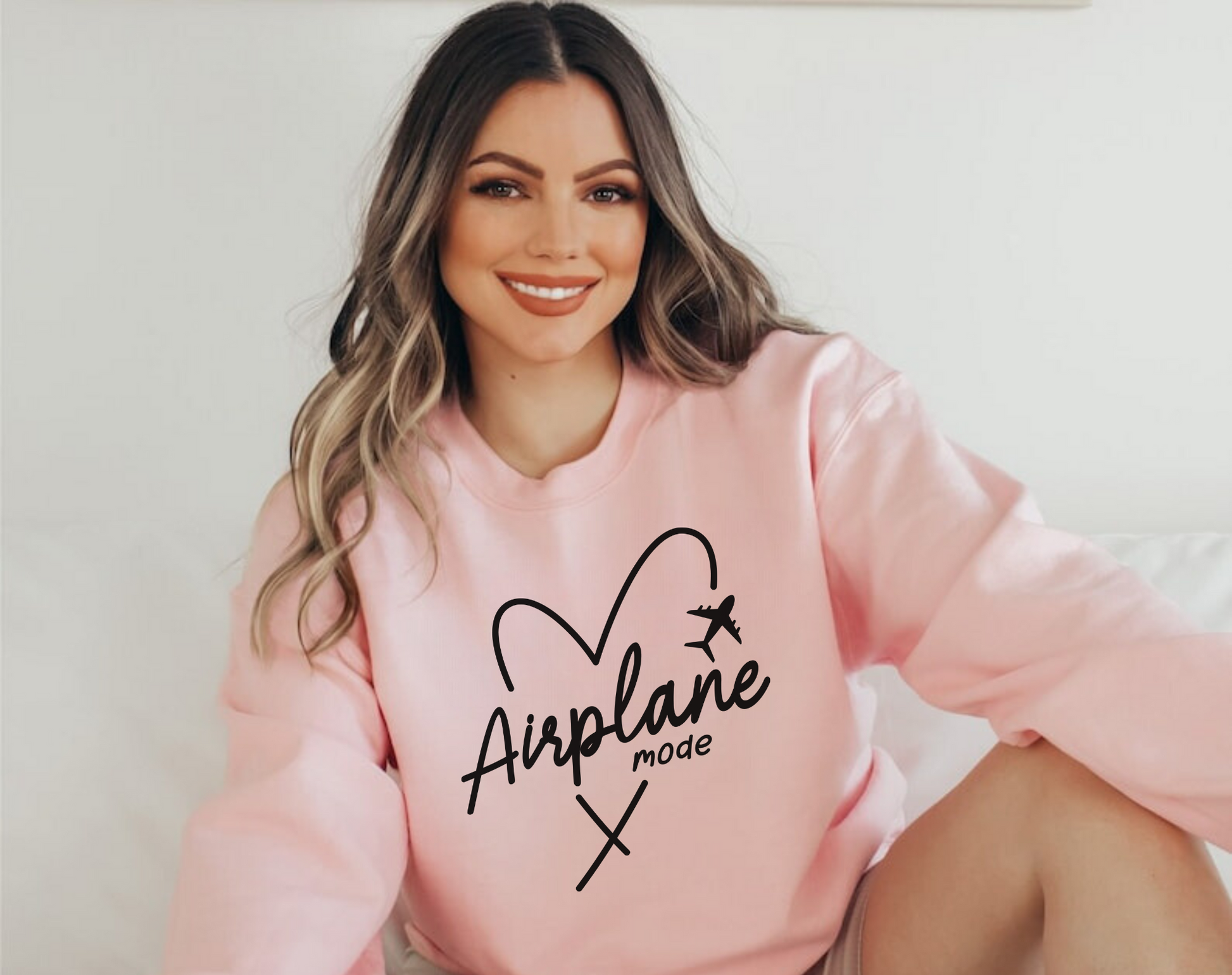 Airplane Mode Crewneck Sweatshirt for Travel Enthusiasts - cozy and comfortable travel clothes with bold lettering