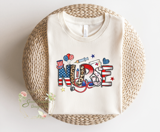 Patriotic nurse shirt for women - perfect for a summer nurse outfit and showcasing American pride