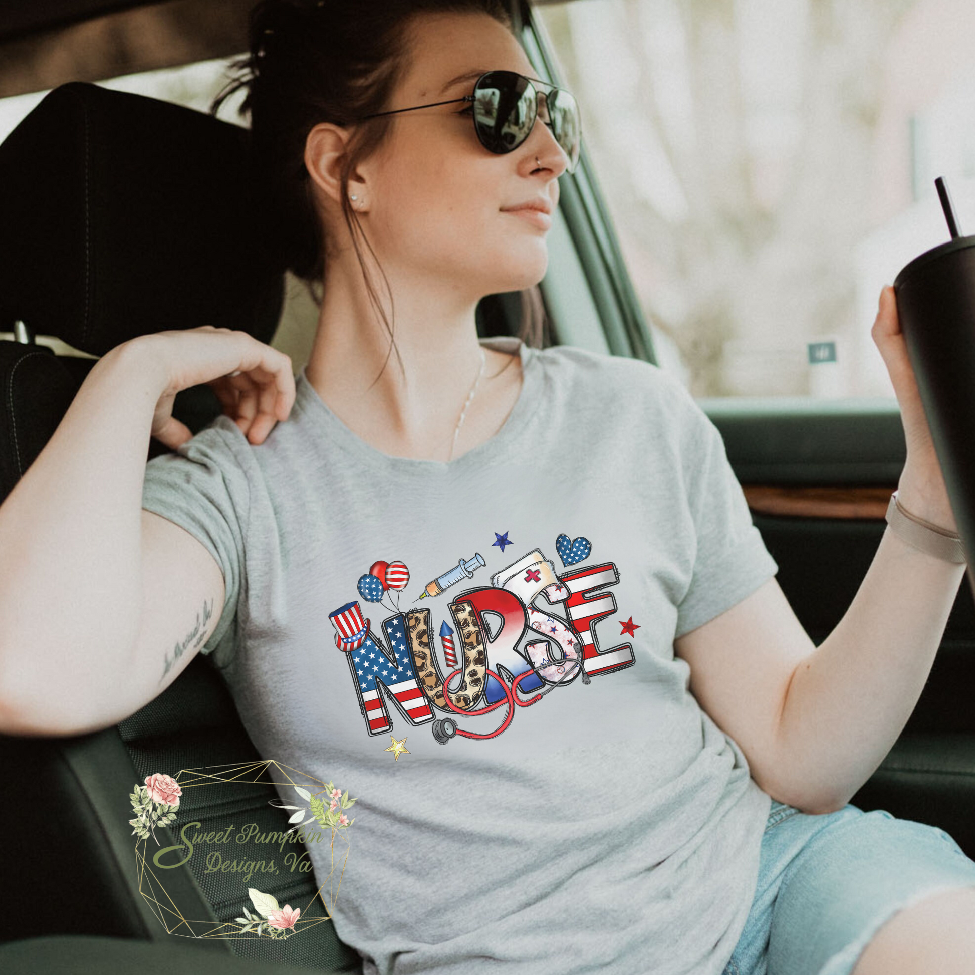 Patriotic nurse shirt for women - perfect for a summer nurse outfit and showcasing American pride