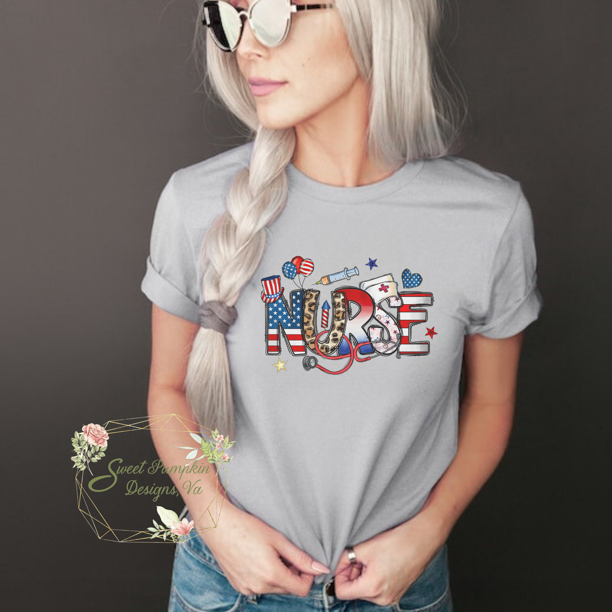 Patriotic nurse shirt for women - perfect for a summer nurse outfit and showcasing American pride