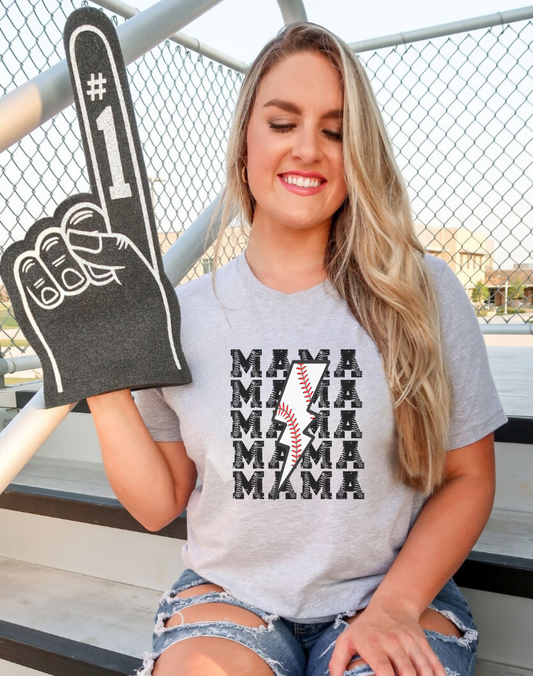 retro lightning bolt baseball mama shirt