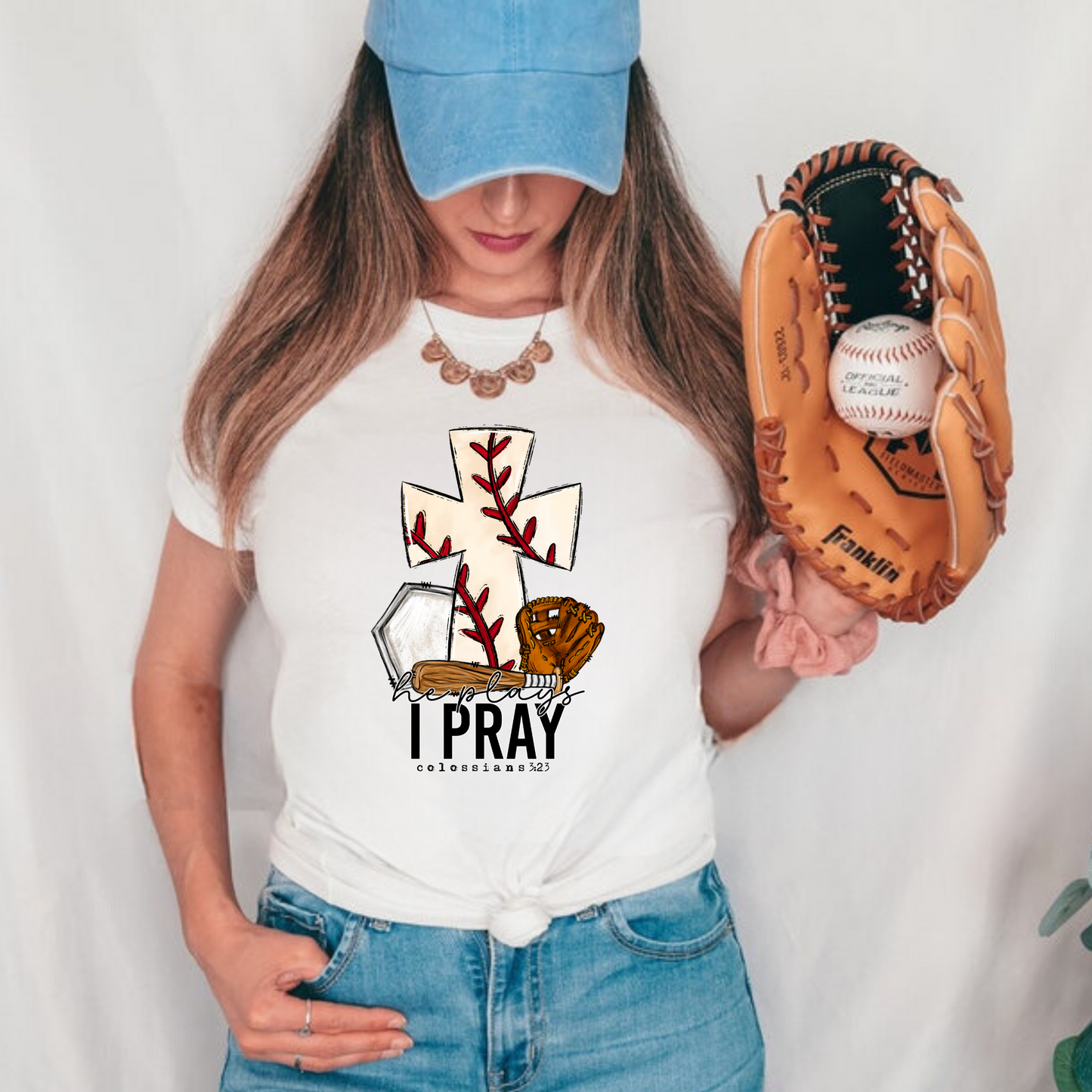 He Plays I Pray Baseball Mom Shirt