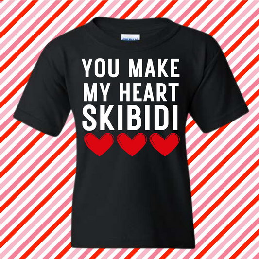 You Make My Heart Skibidi | Kids Valentine's Day Shirt