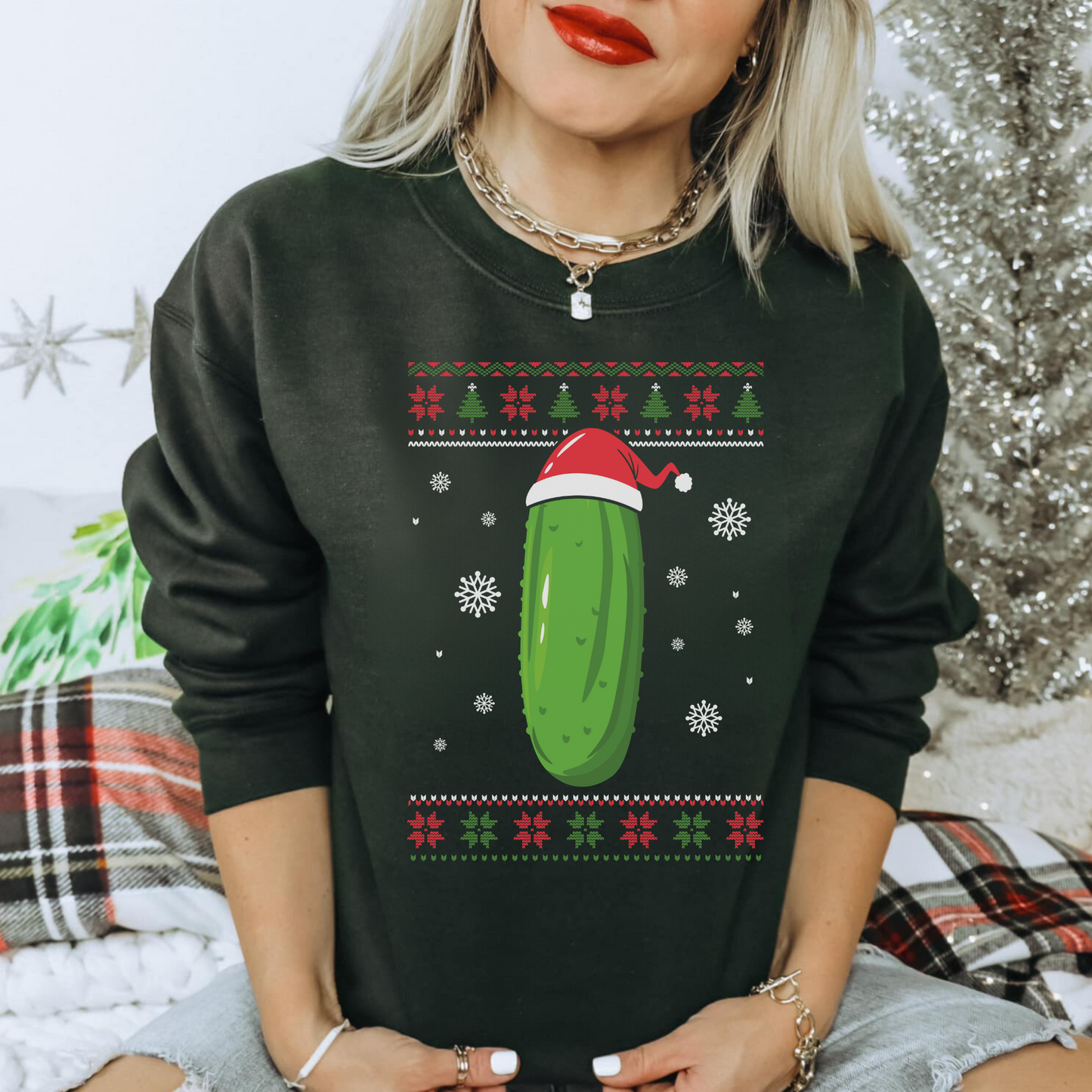 Christmas Pickle Sweatshirt | Ugly Christmas Sweater