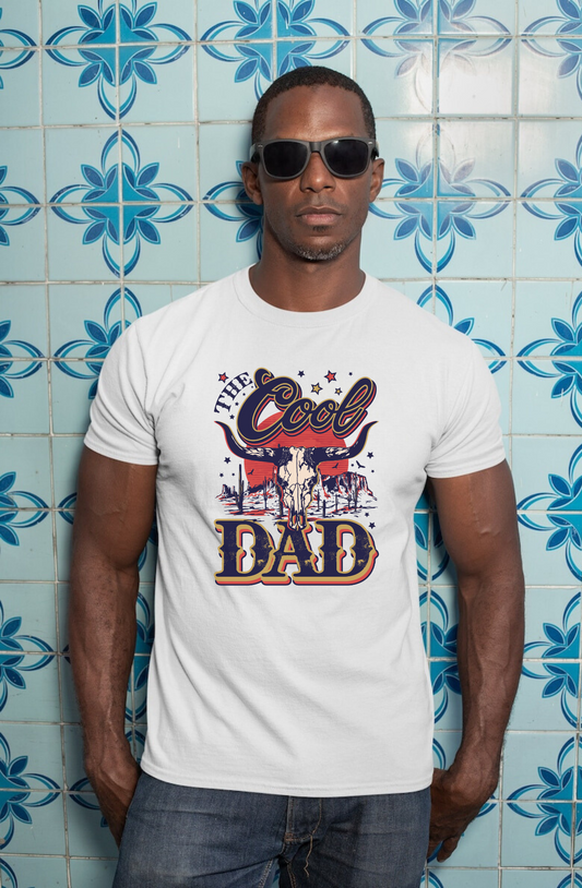 "The Cool Dad" Father's Day shirt with bold typography and humorous message.