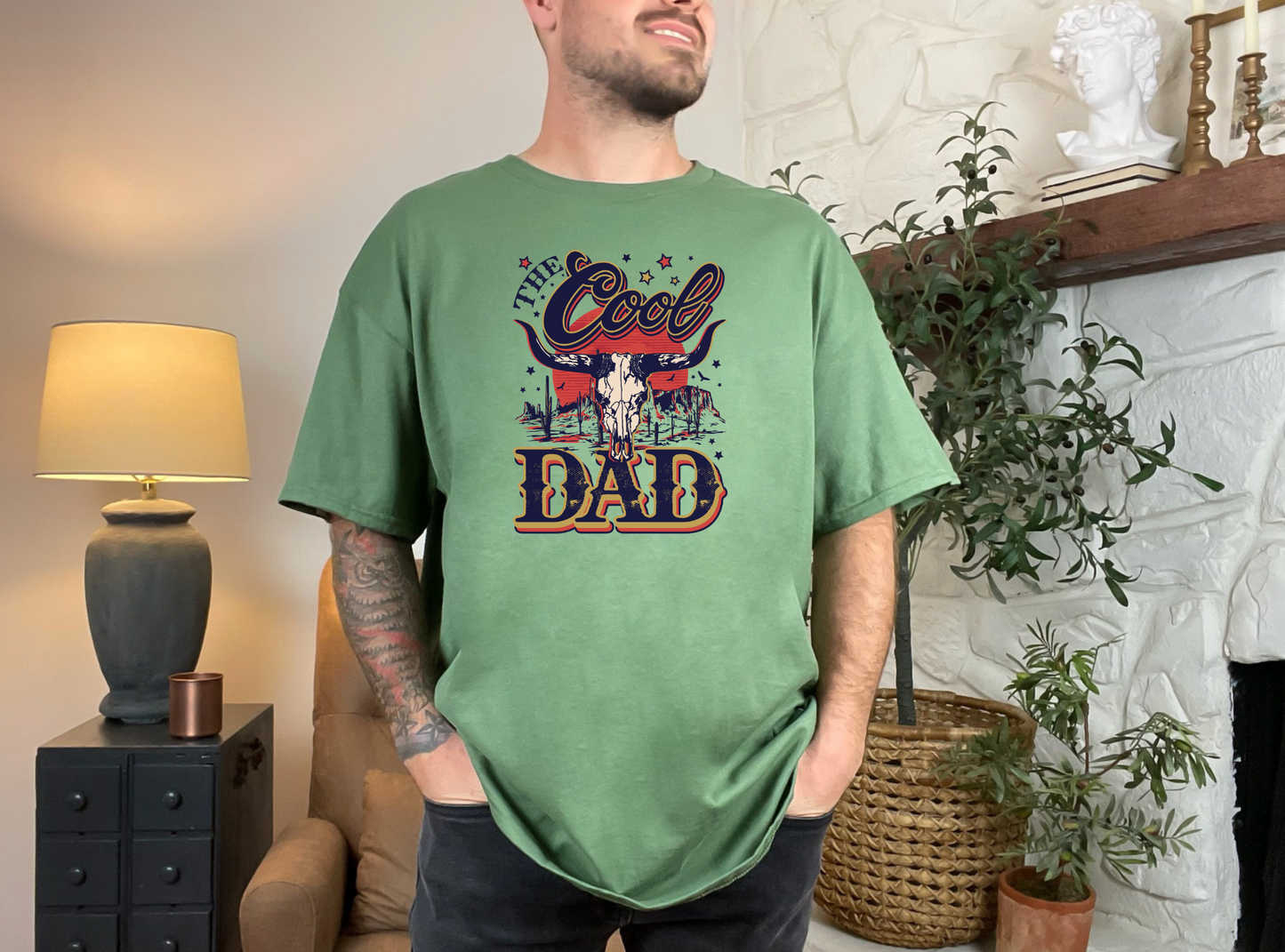 "The Cool Dad" Father's Day shirt with bold typography and humorous message.