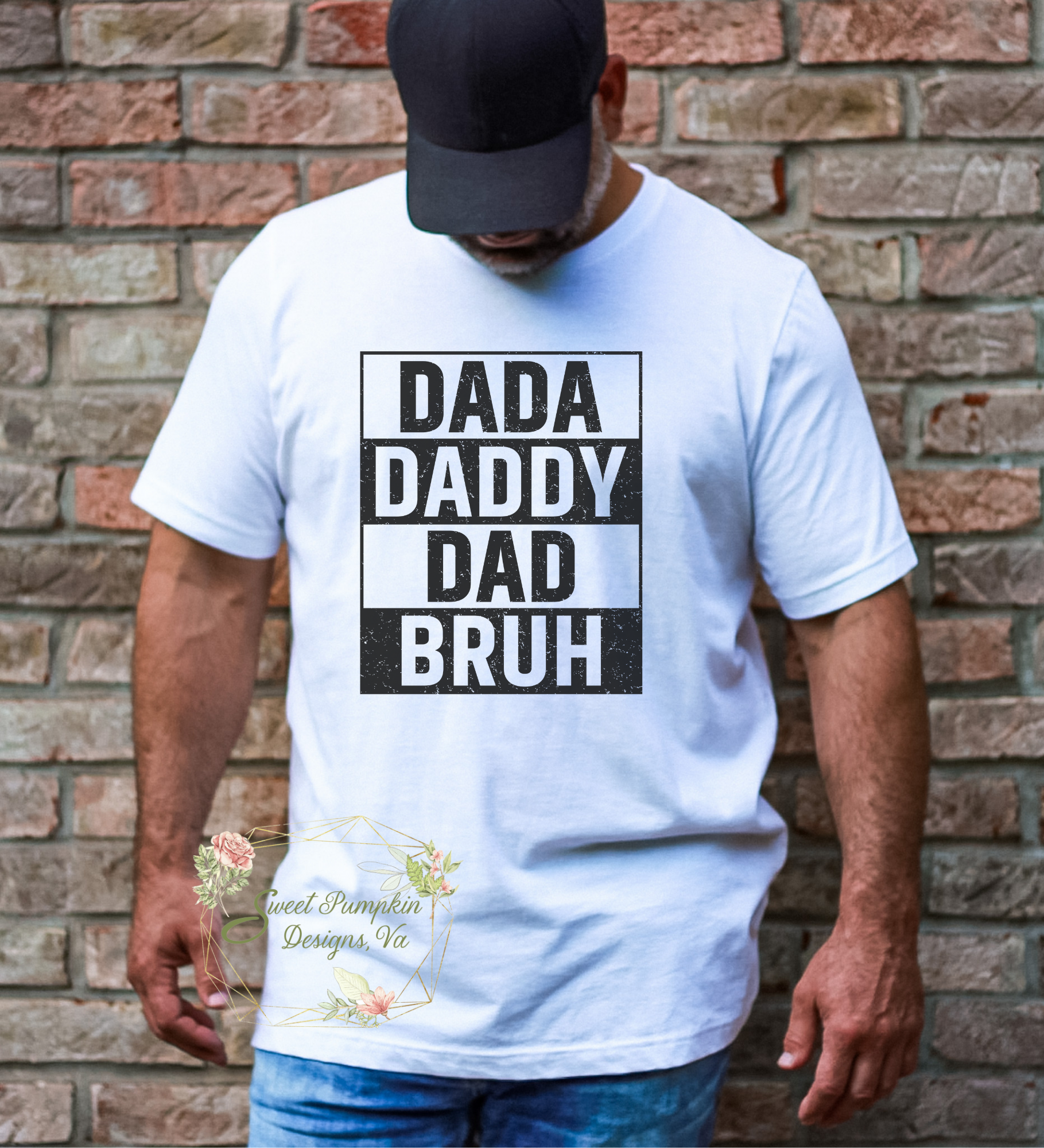 Dada, Daddy, Dad, Bruh" Father's Day Shirt - Funny and playful shirt for dads with various nicknames and roles.