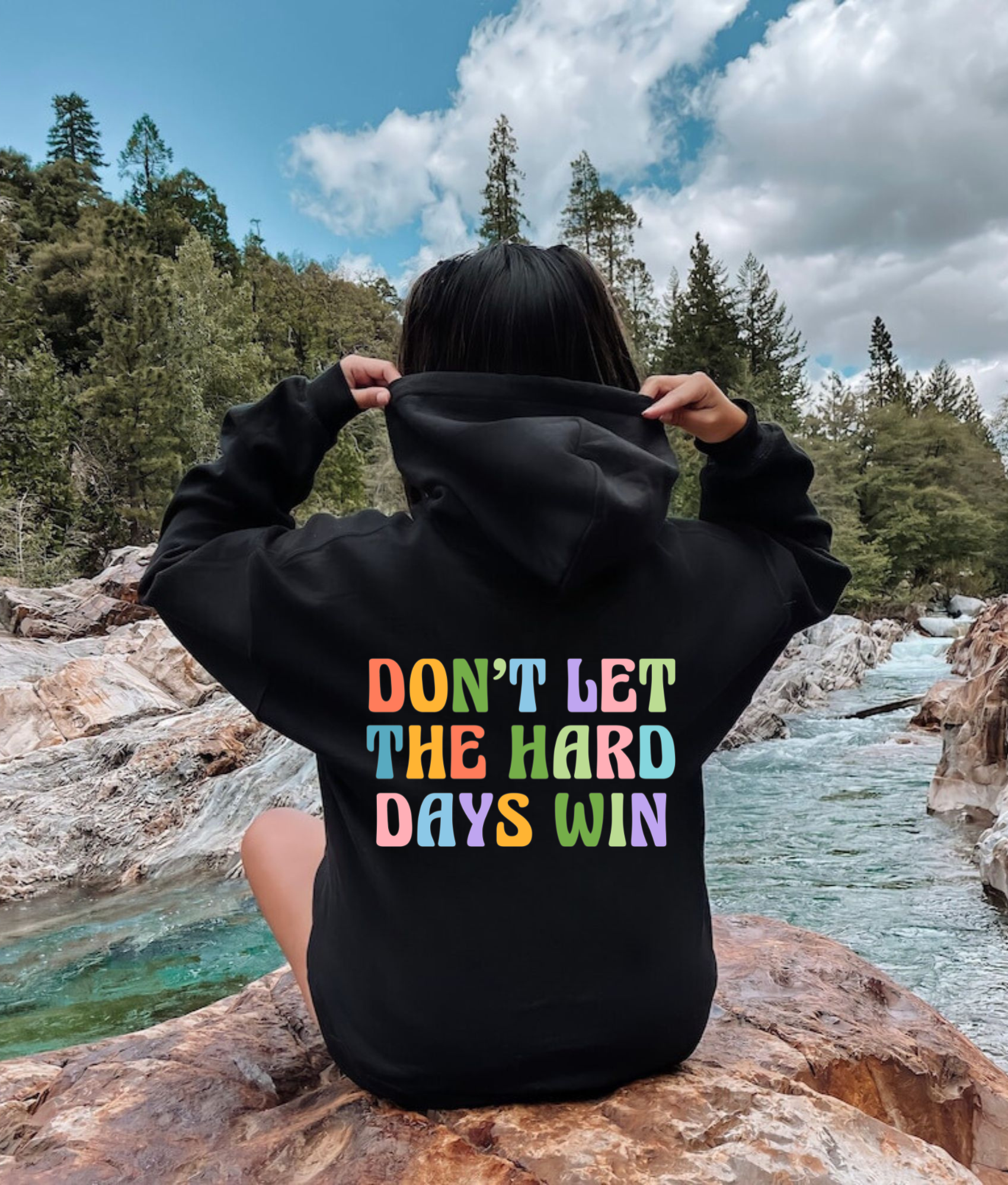 Don't let the hard days win preppy oversized trendy hoodie for women.