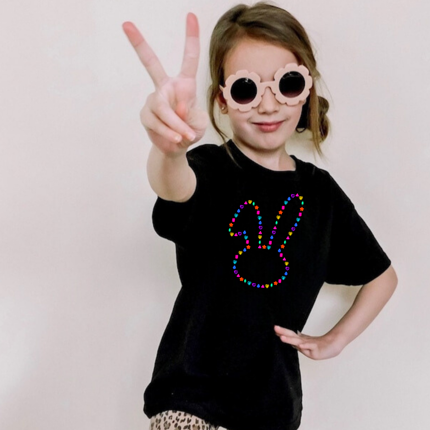 Faux Gemstone Easter Bunny Shirt for Girls