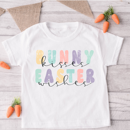 Bunny Kisses Easter Wishes | Easter Shirt for Girls