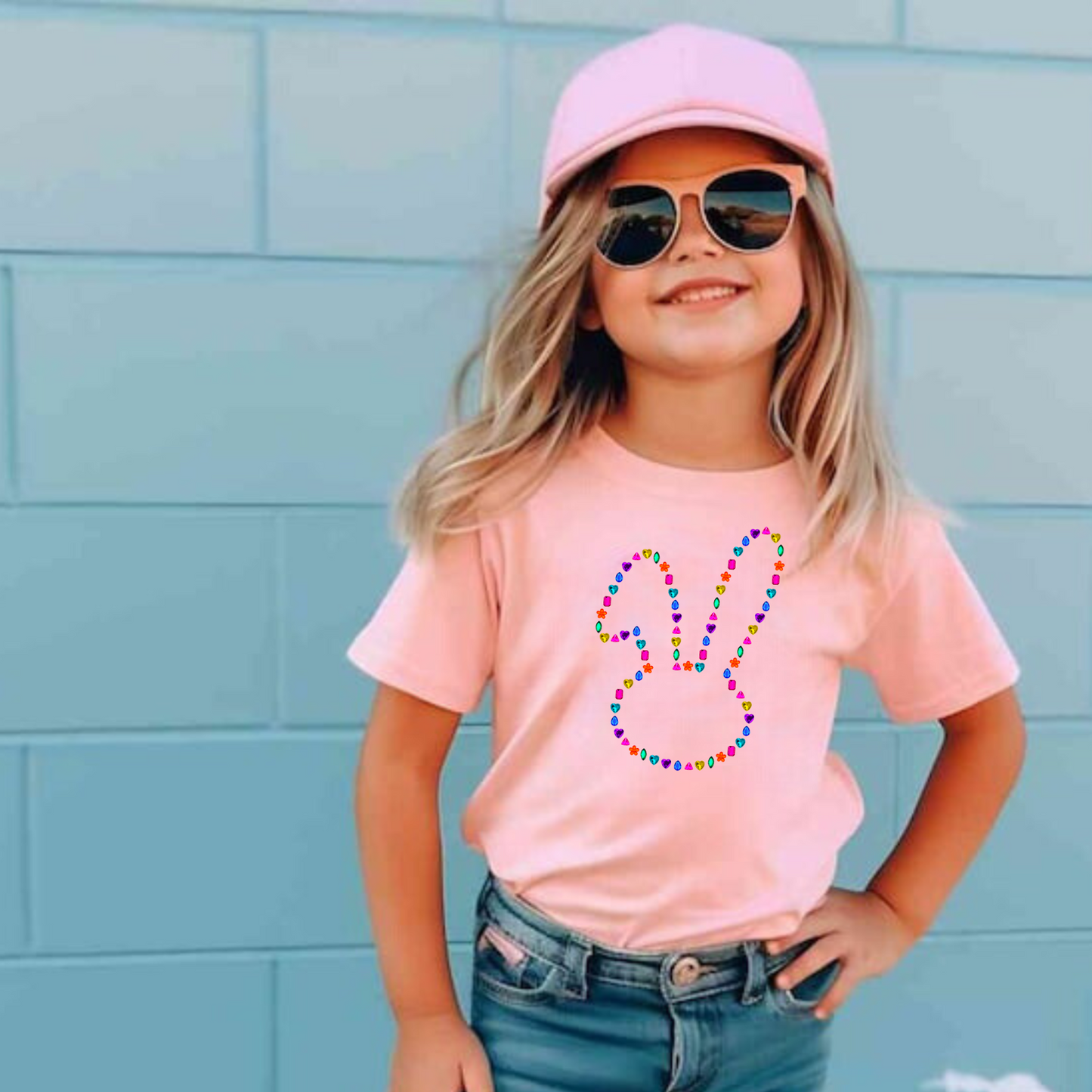 Faux Gemstone Easter Bunny Shirt for Girls