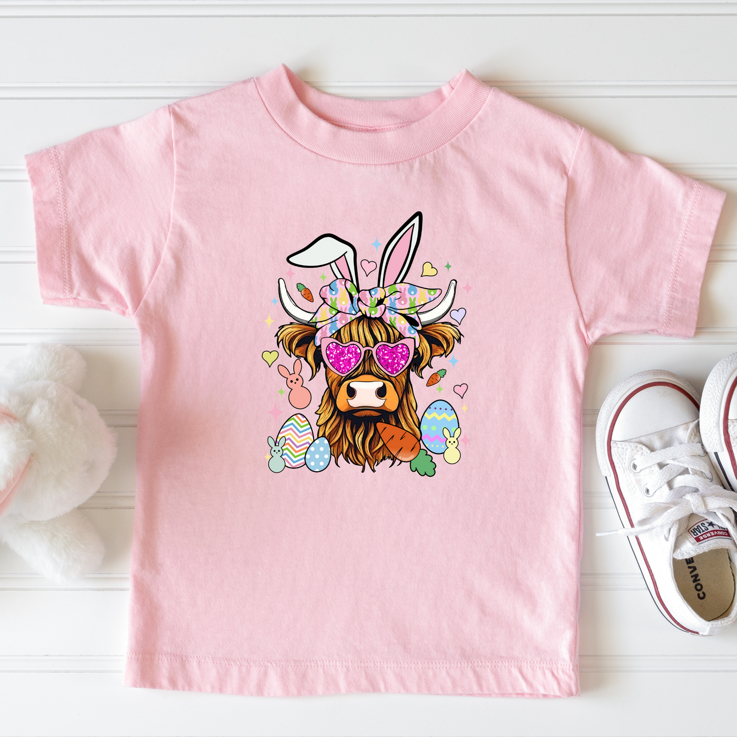 Easter Highland Cow Shirt for Girls