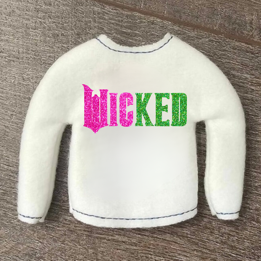 Green and Pink Witch Sweater for 12" Doll