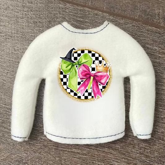 Green and Pink Witch Sweater for 12" Doll