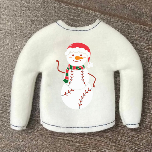 Snowman Baseball Sweater for 12" Doll