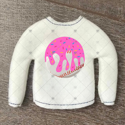 Pink Ice Cream Baseball Sweater for 12" Doll