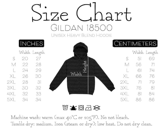 Gildan 18500 Hoodie Size Chart