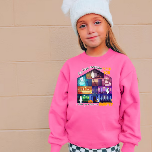 Haunted Lover House Girls Crewneck Sweatshirt