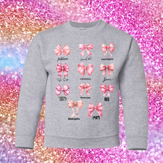 Swift1e Albums Pink Bows Crewneck Sweatshirt for Girls