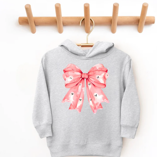 Pink Ghost Bow Halloween Hoodie for Kids