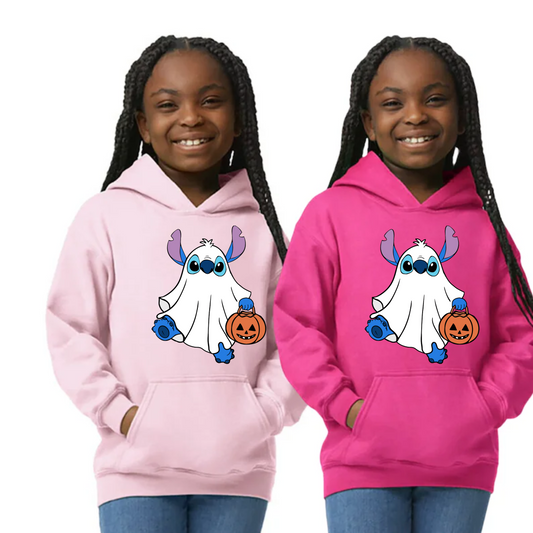 Cute Blue Alien Ghost Hoodie For Kids