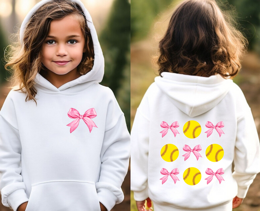 Softball Bow Hoodie for Girls