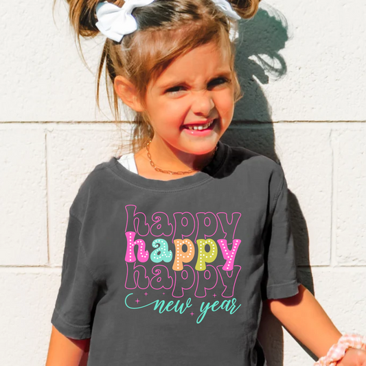 Happy Happy Happy New Year Shirt for Kids