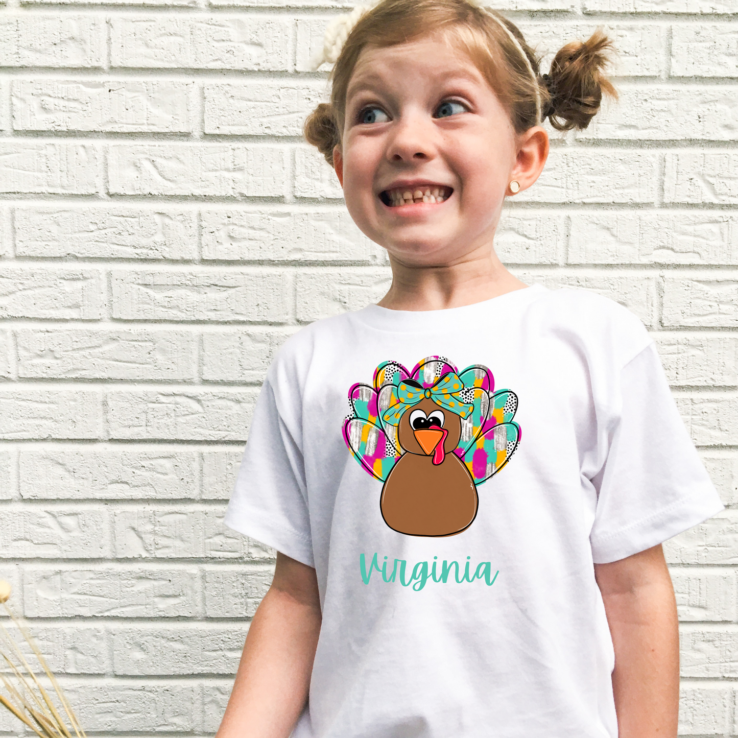 Personalized Thanksgiving Turkey Shirt for Girls with Name