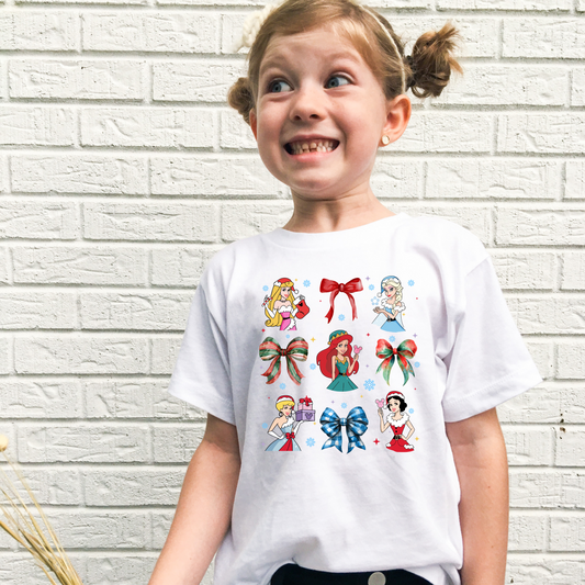 Magical Christmas Princess Bow Shirt for Kids