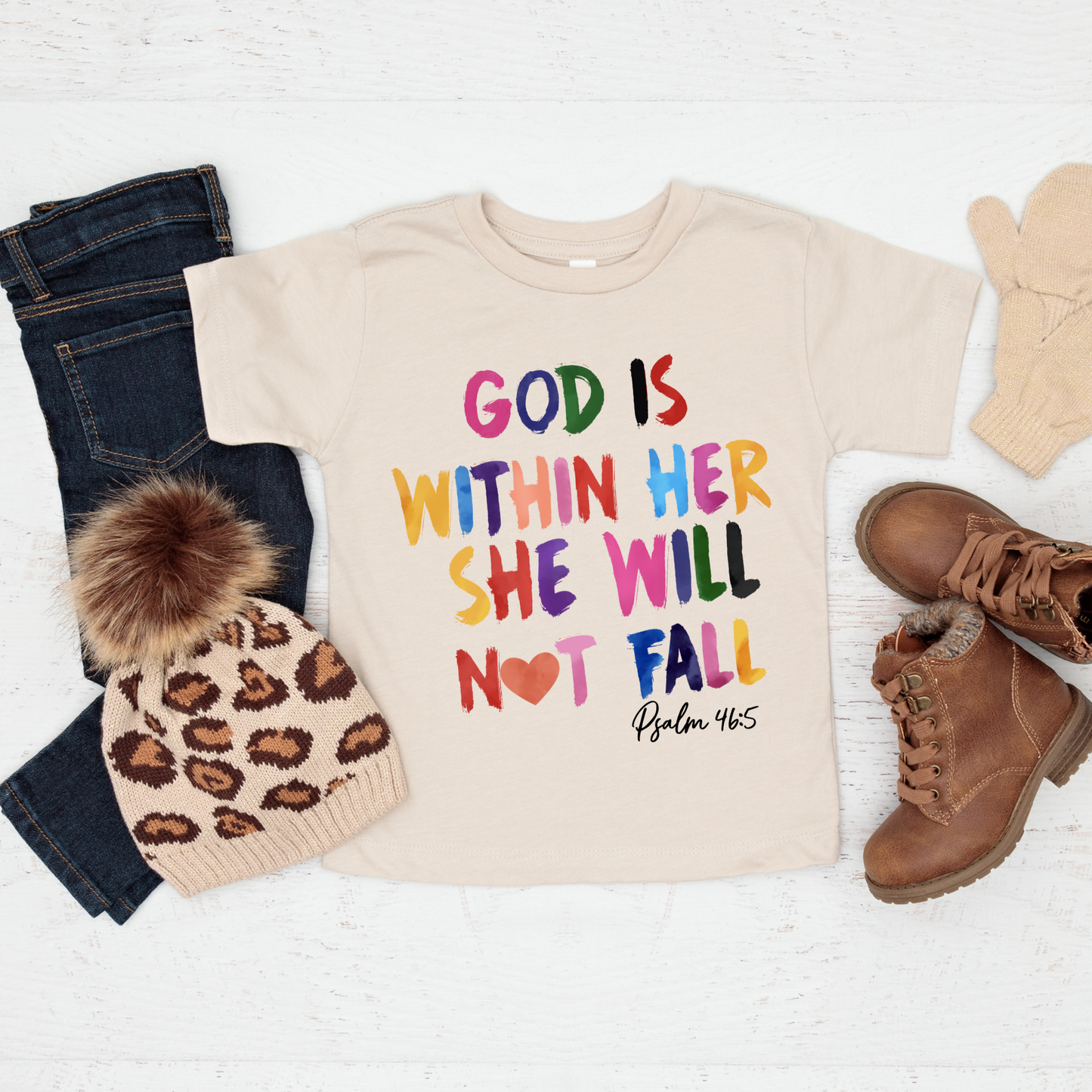 God Is Within Her She Will Not Fall | Christian Shirt for Kids