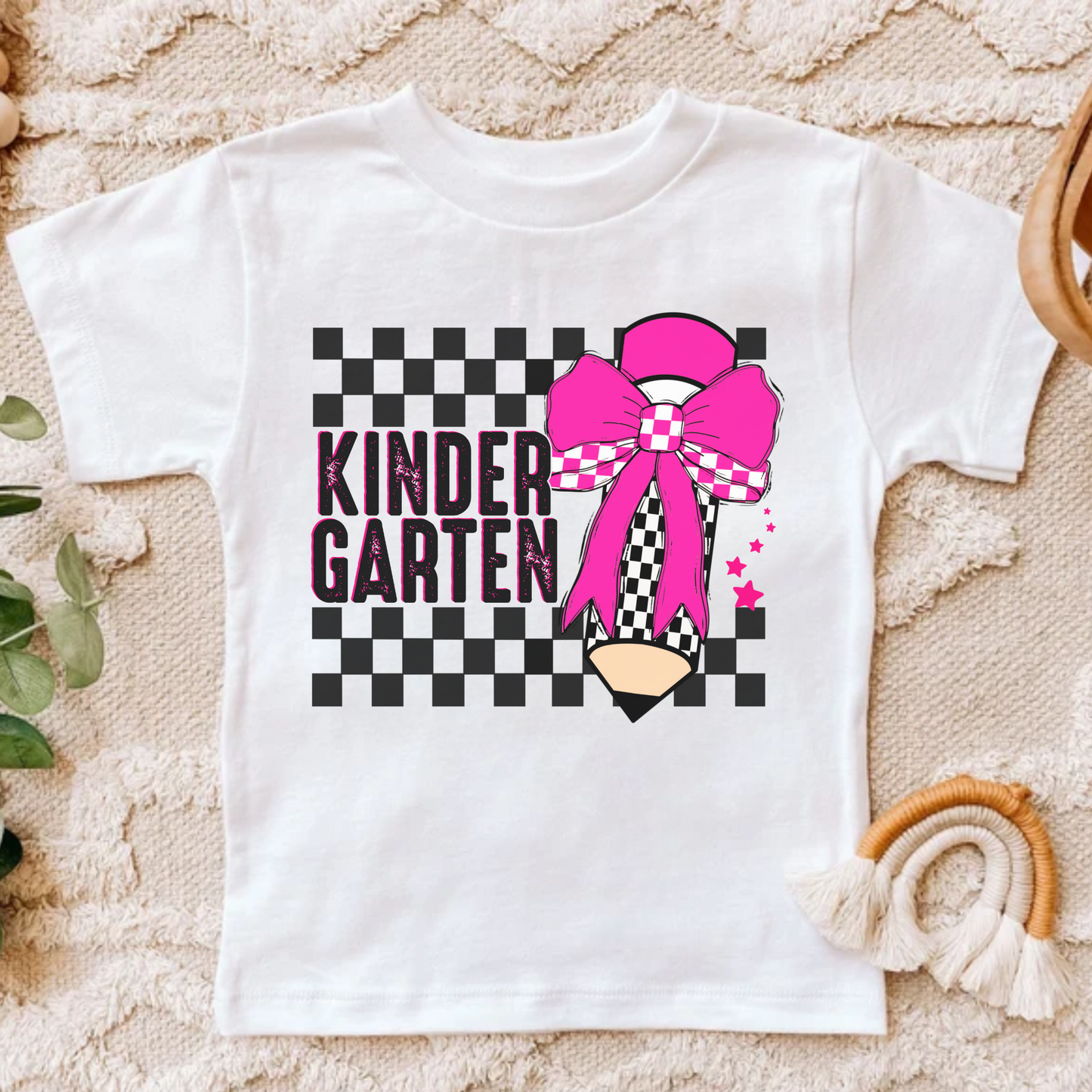 Custom Checkered Grade Level Back to School Shirt for Girls