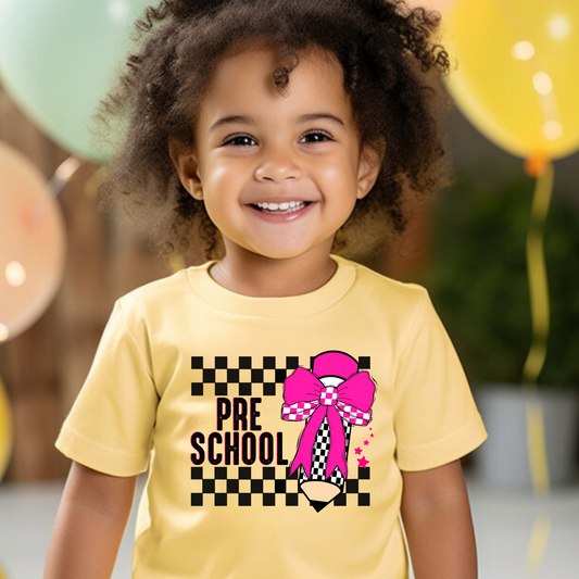 Custom Checkered Grade Level Back to School Shirt for Girls