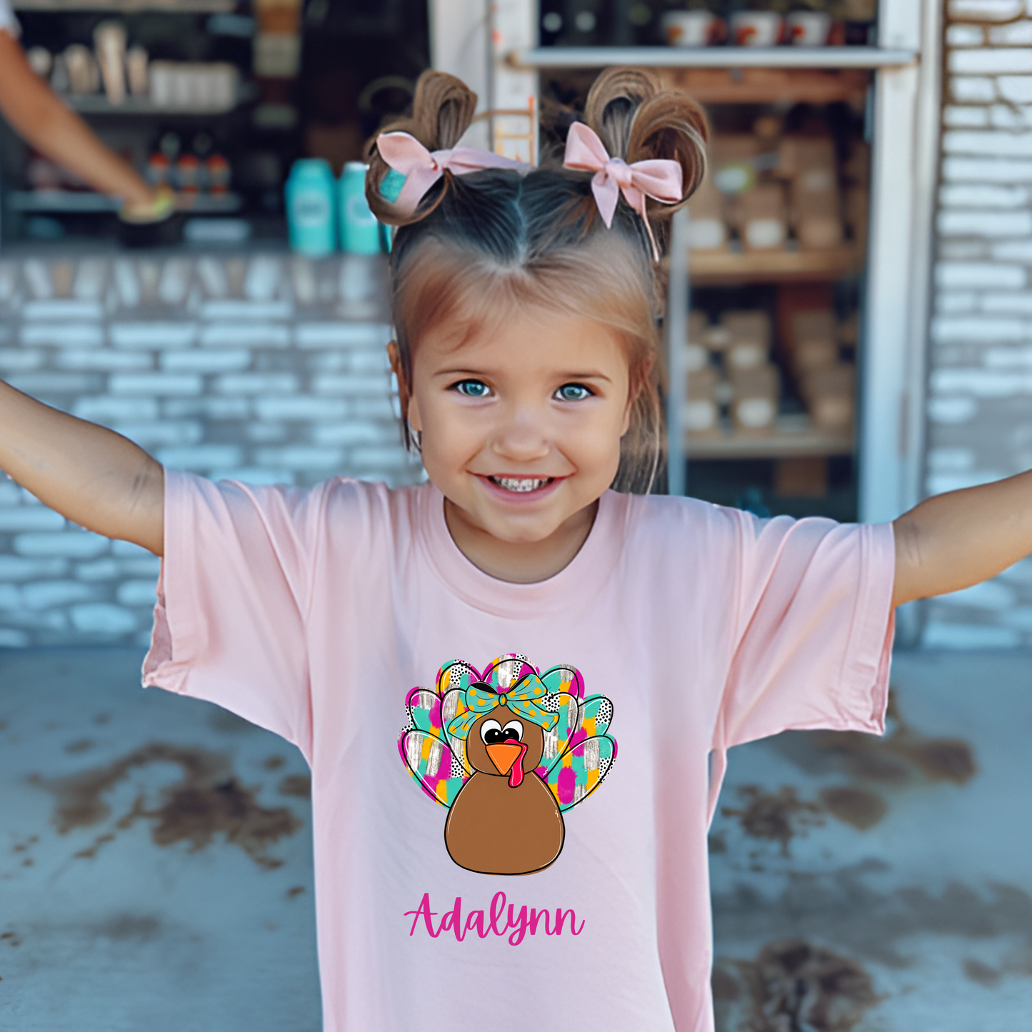 Personalized Thanksgiving Turkey Shirt for Girls with Name