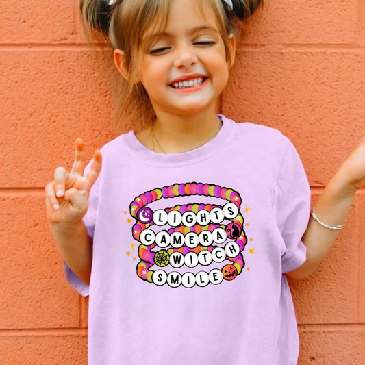 Lights Camera Witch Smile Bracelet Shirt for Kids