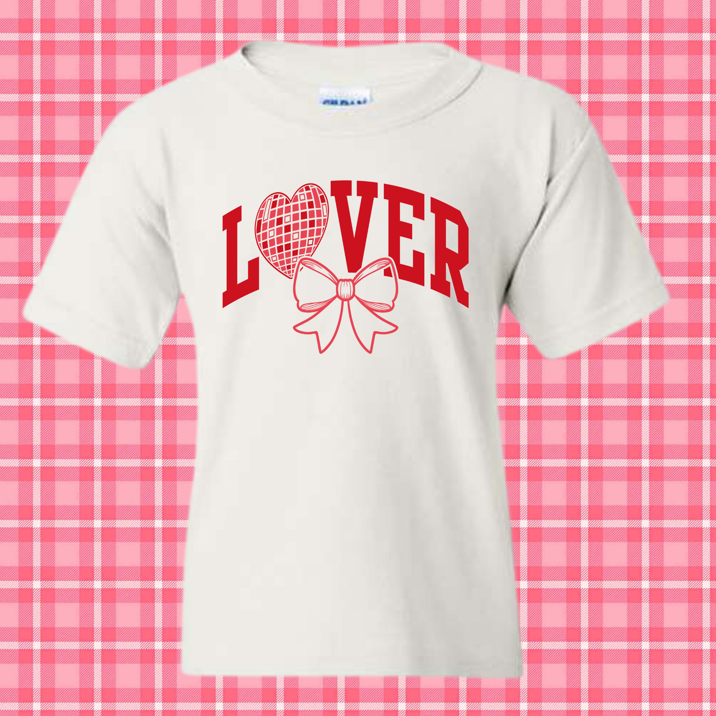 Lover with Disco Ball Heart & Bow | Kids Valentine's Day Shirt