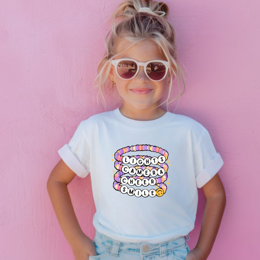 Lights Camera Cheer Smile Shirt for Girls